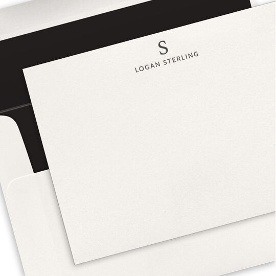 Serif Initial Flat Note Cards - Letterpress